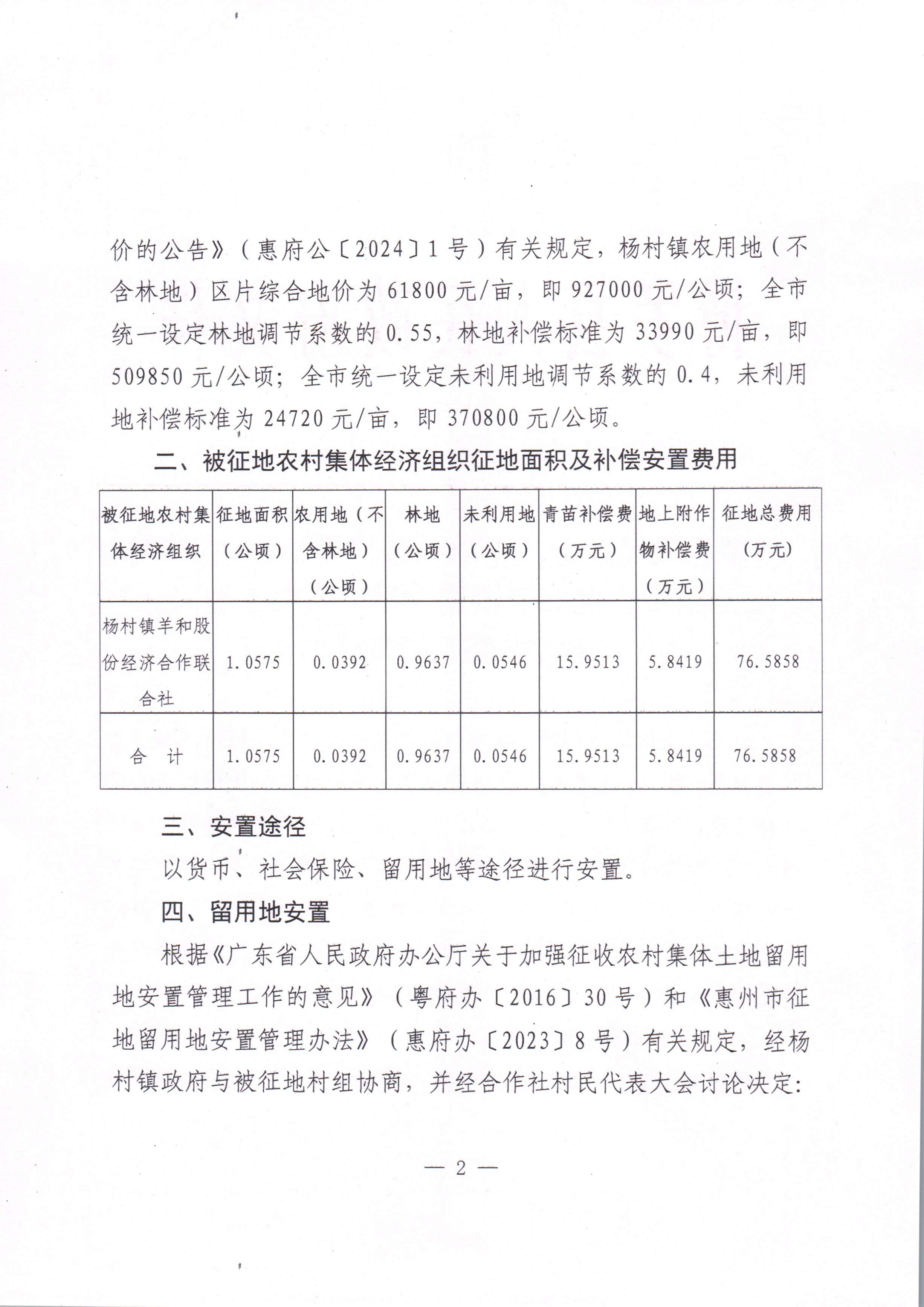 博羅縣人民政府關于惠州市博羅縣2023年度第十二批次城鎮建設用地征收土地補償安置方案公告_頁面_2.jpg