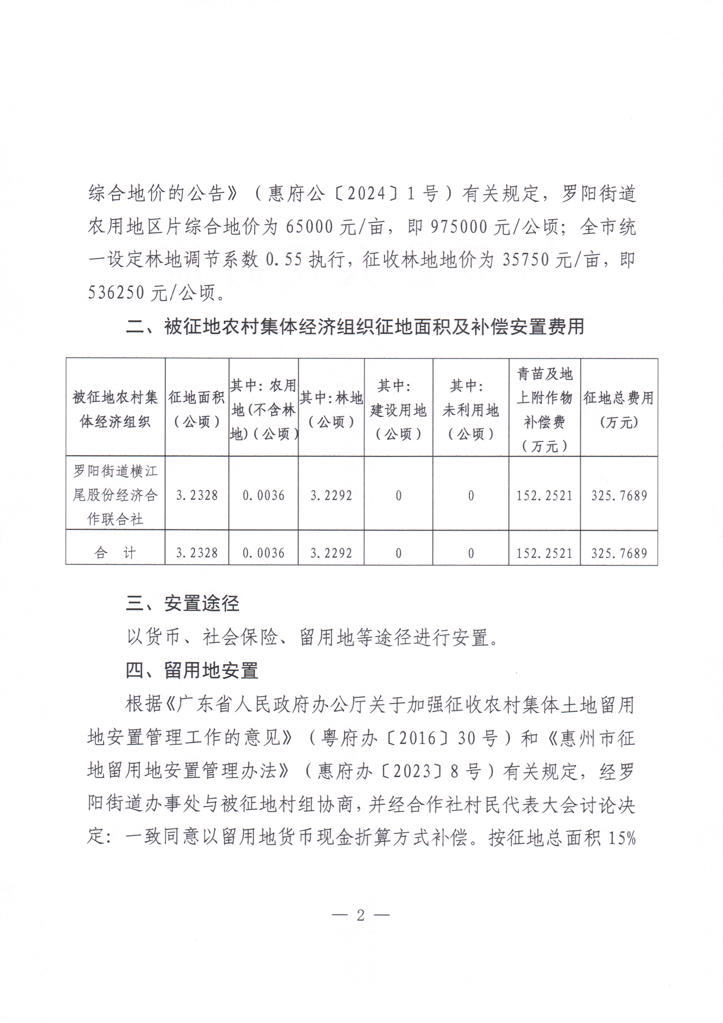 博羅縣人民政府關于惠州市博羅縣2024年度第十五批次城鎮(zhèn)建設用地征收土地補償安置方案公告_頁面_2.jpg